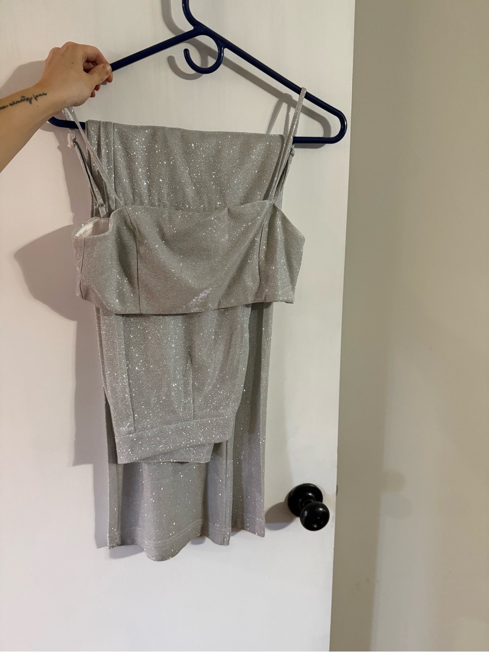 Sparkle Silver Strapless Pant set